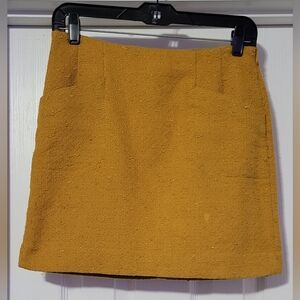 Outback Red -  Mustard Yellow Mini Skirt – Textured Lined Skirt with Pockets